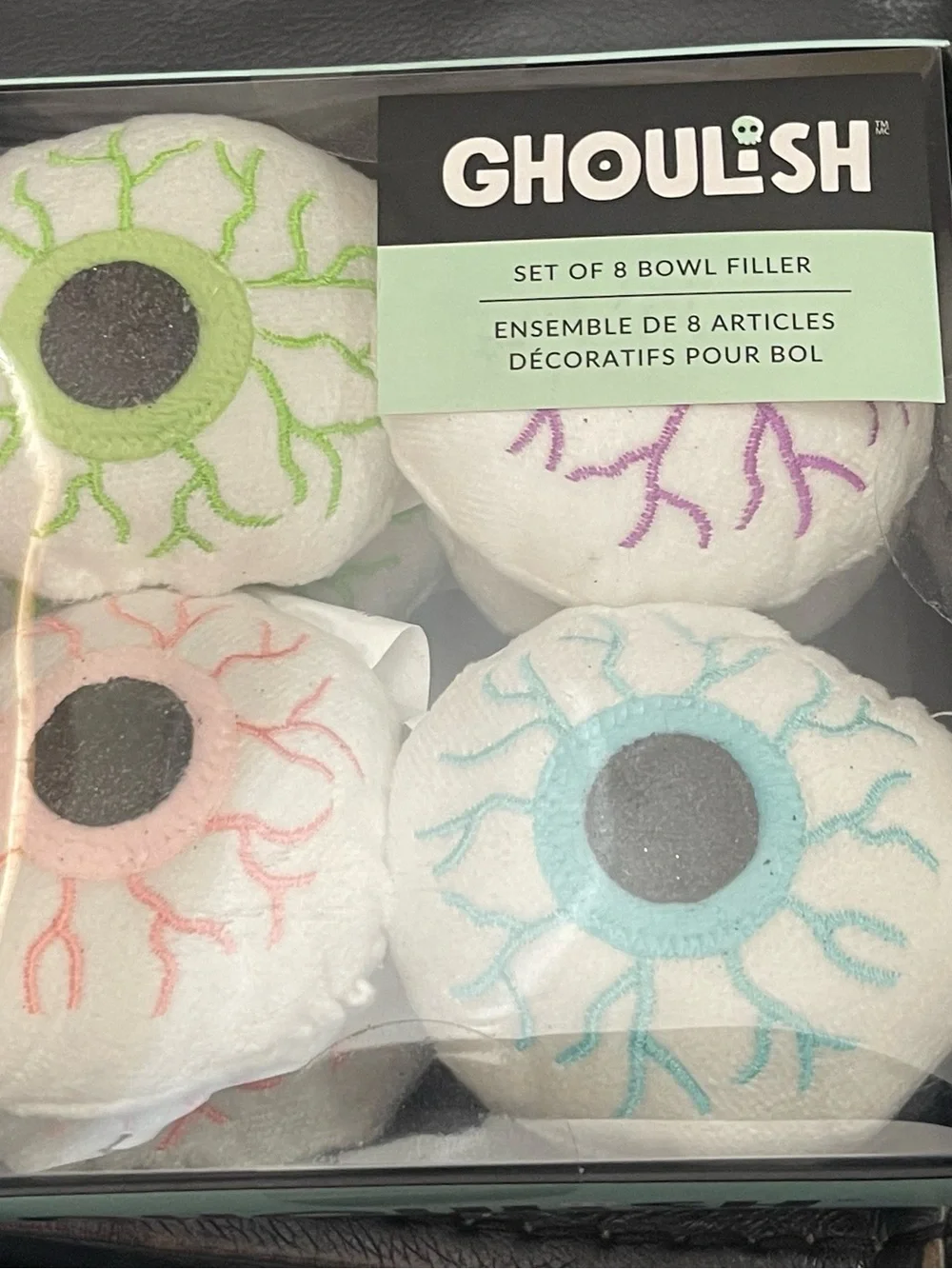 Ghoul•sh Eyeball Bowl Fillers - White with Green, Pink, Blue Veins
